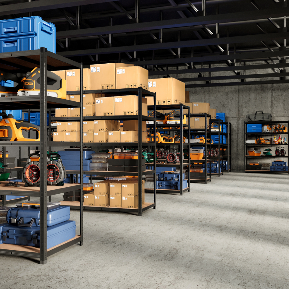 Ordnung im Keller und in der Garage mit einem schwerlastregal verzinkt