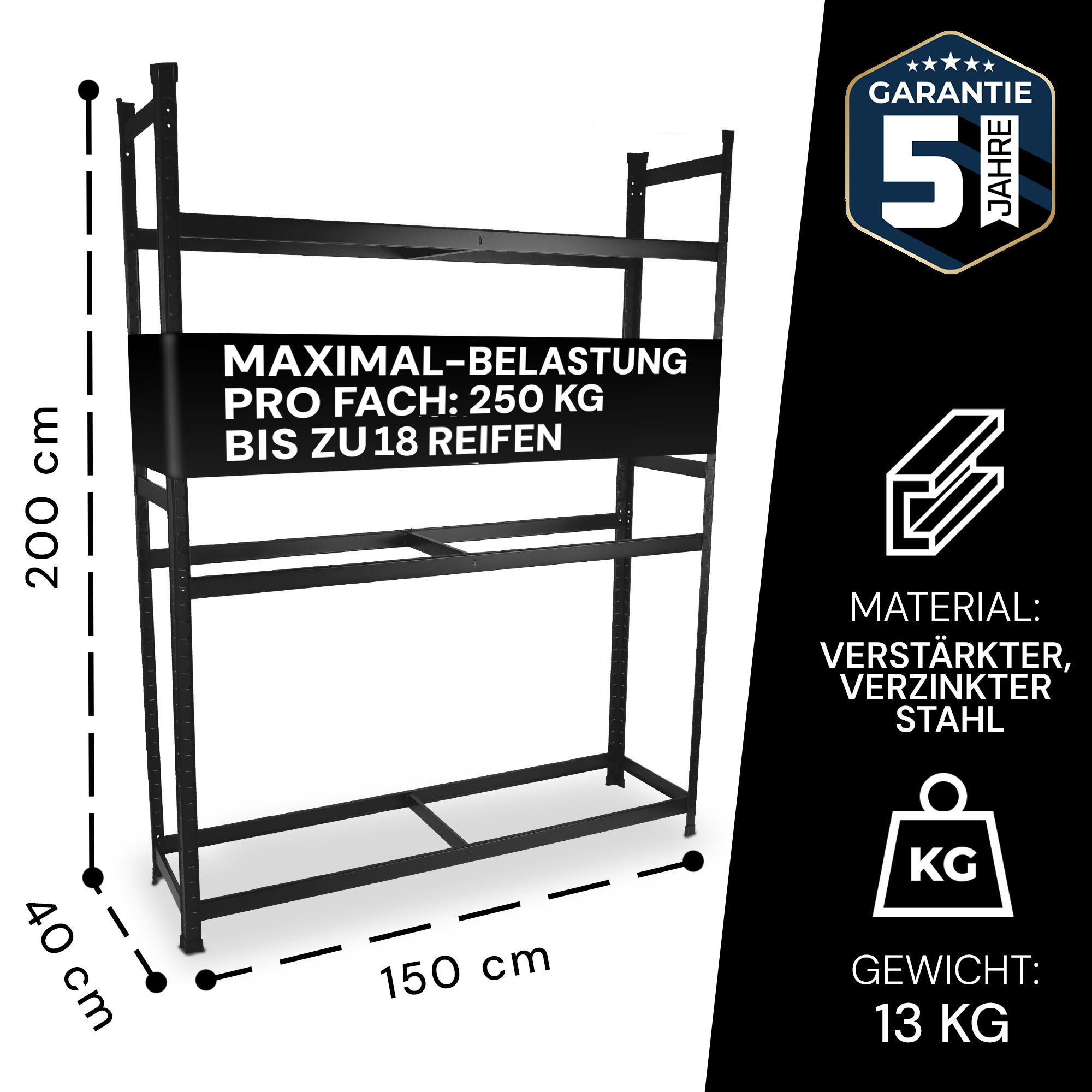 ALL Reifenregal für 18 Reifen ideal für Lager & Keller