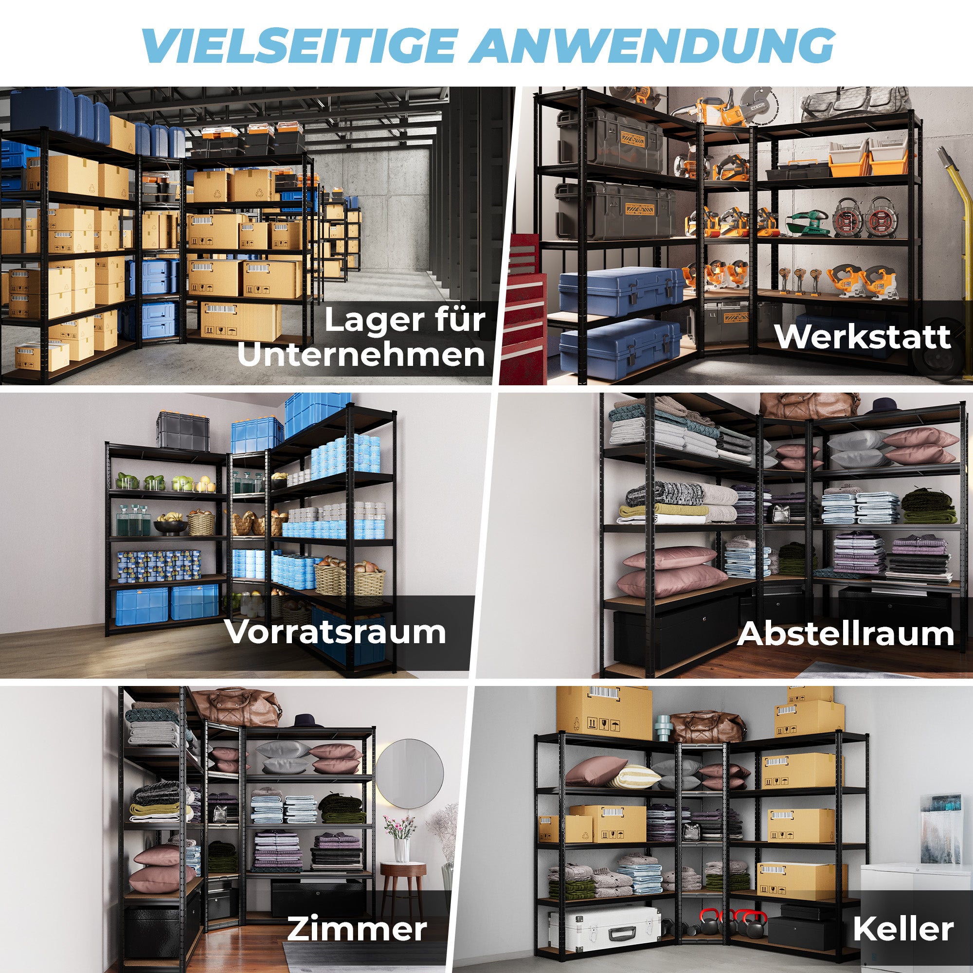 ALLSHELF Eckregal 1x 180x120x40cm + 1x 180x70x40cm