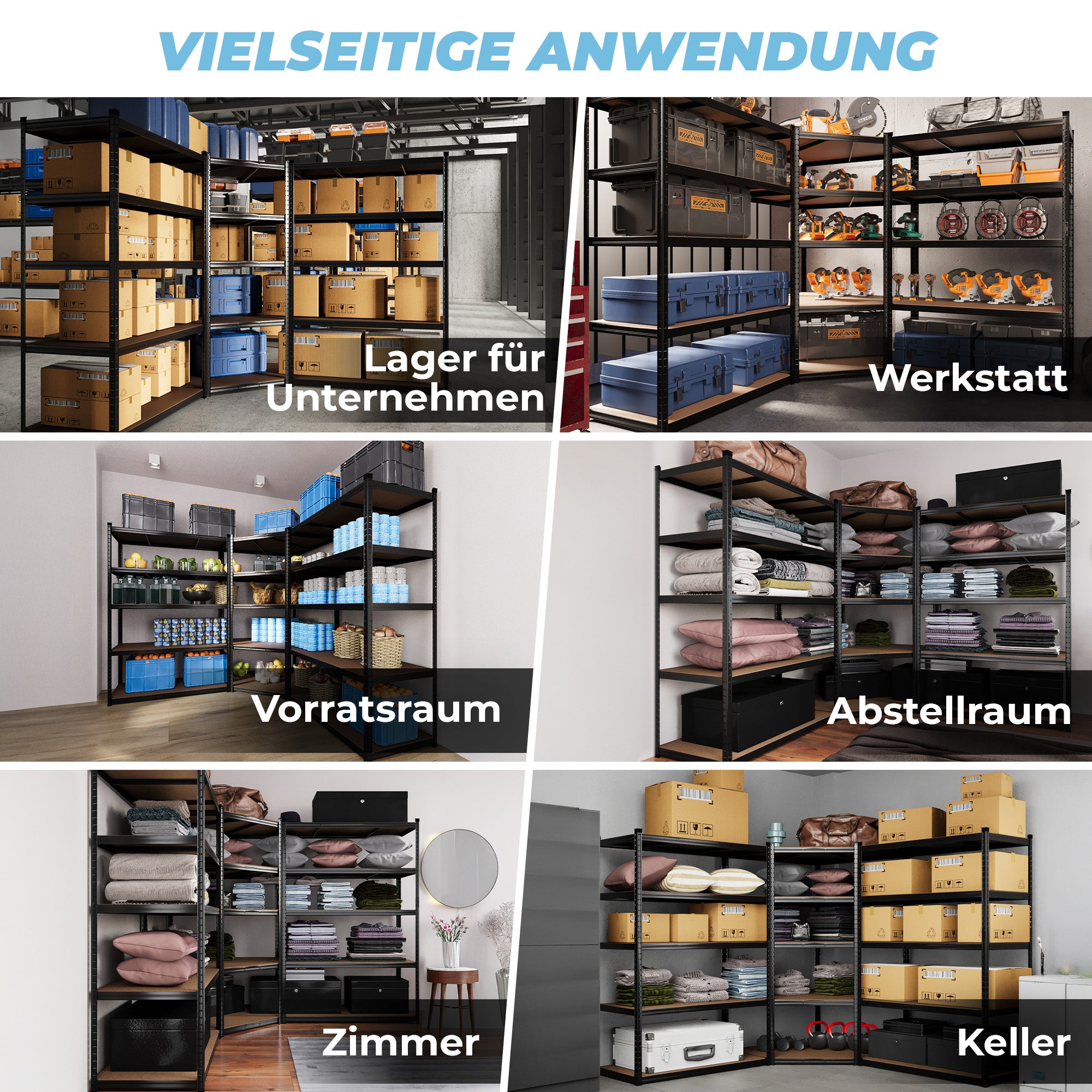 ALL Eckregal 180x90x60cm + 2x 180x120x60cm