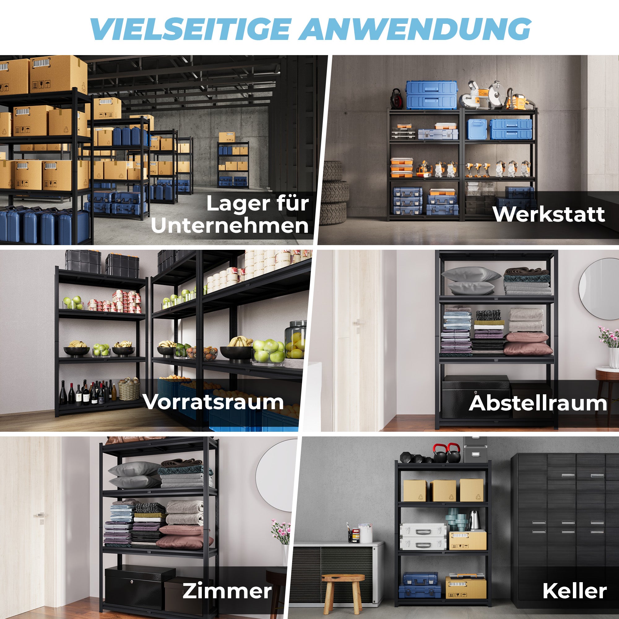ALLSHELF Metallregal 180x120x40cm