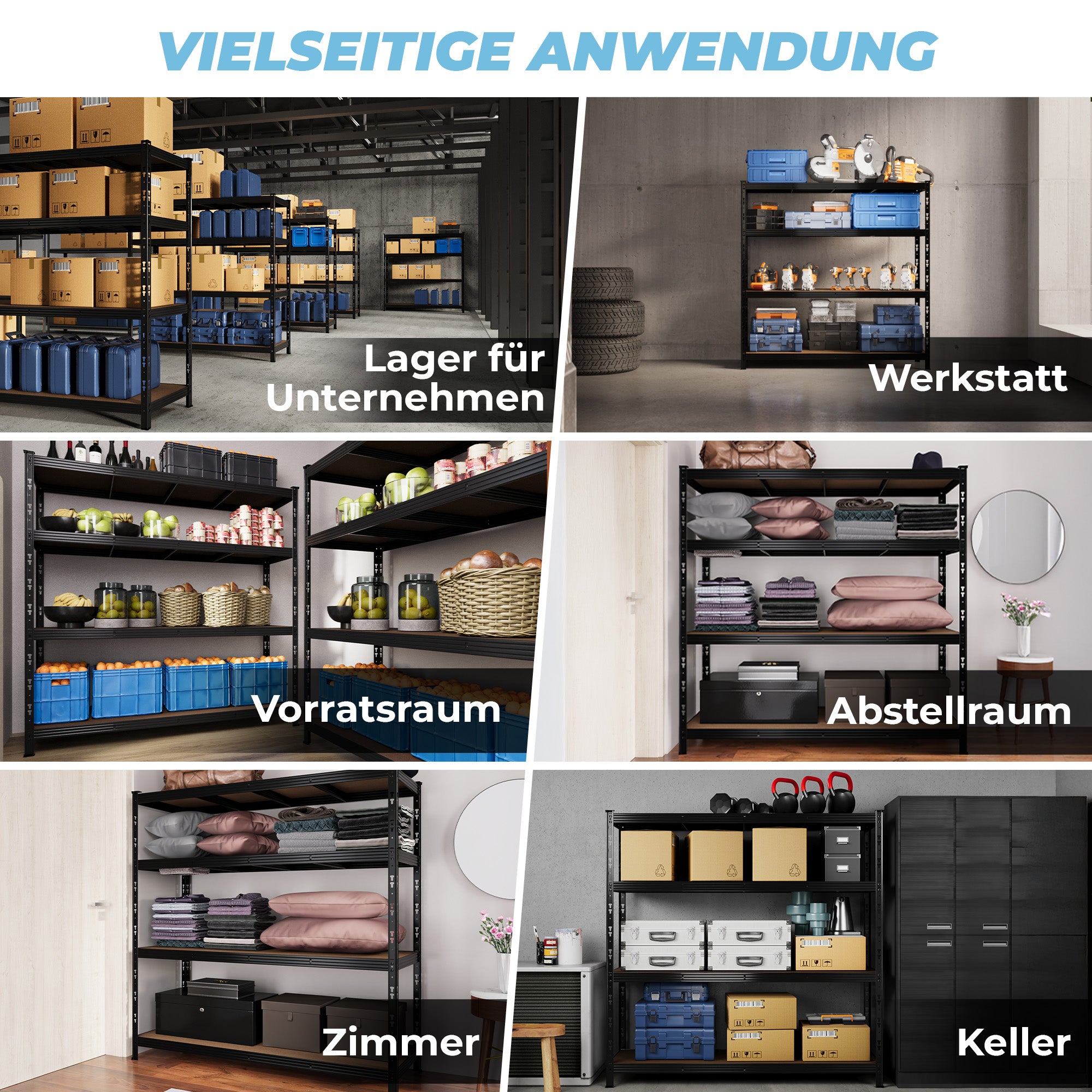 ALLSHELF Schwerlastregal 180x180x60cm
