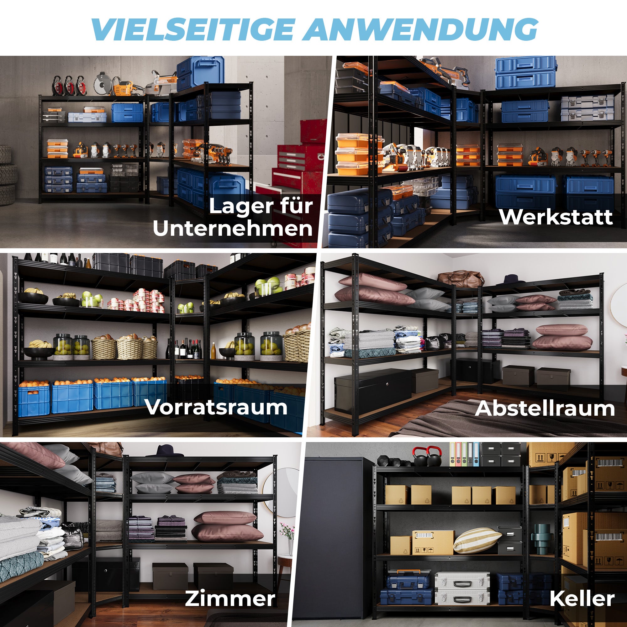 ALLSHELF Eckregal 180x90x60 cm + 2X 180x180x60 cm