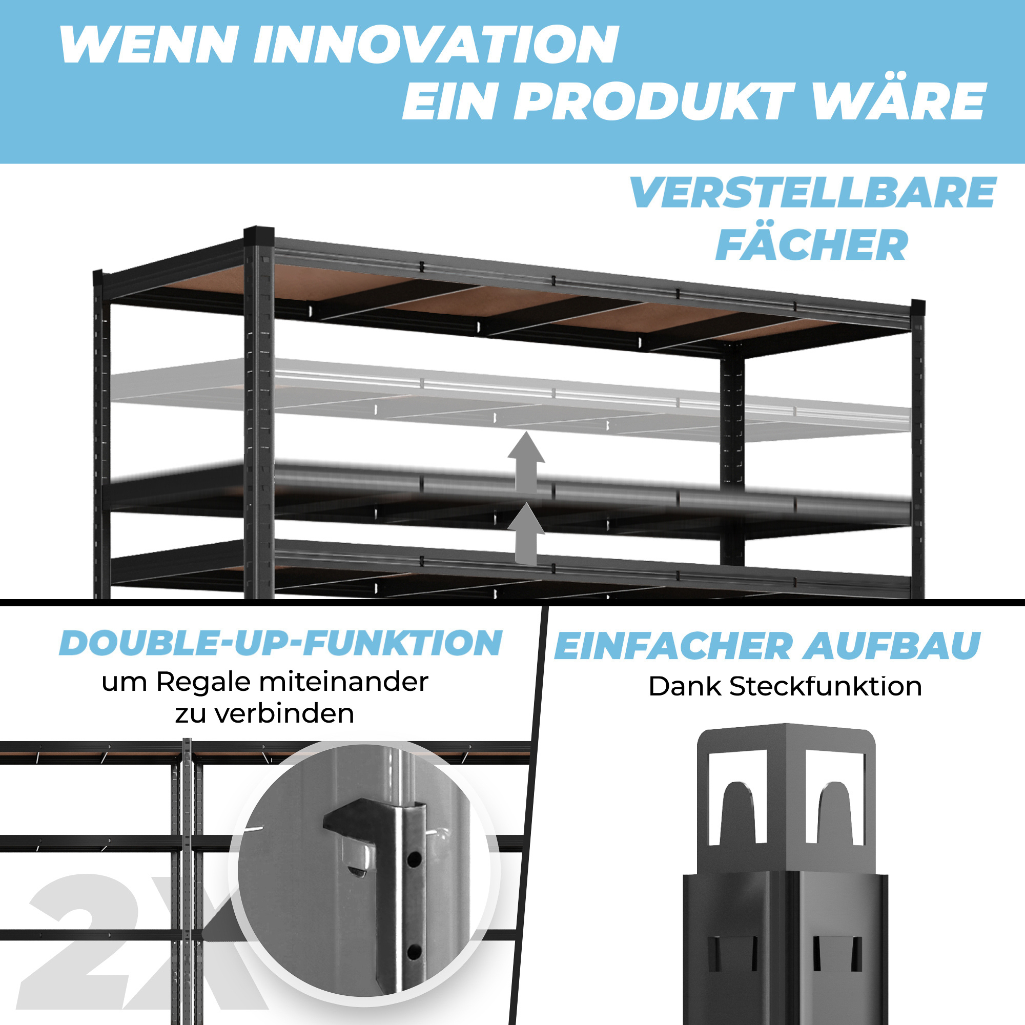 ALLSHELF Schwerlastregal 180x180x60cm