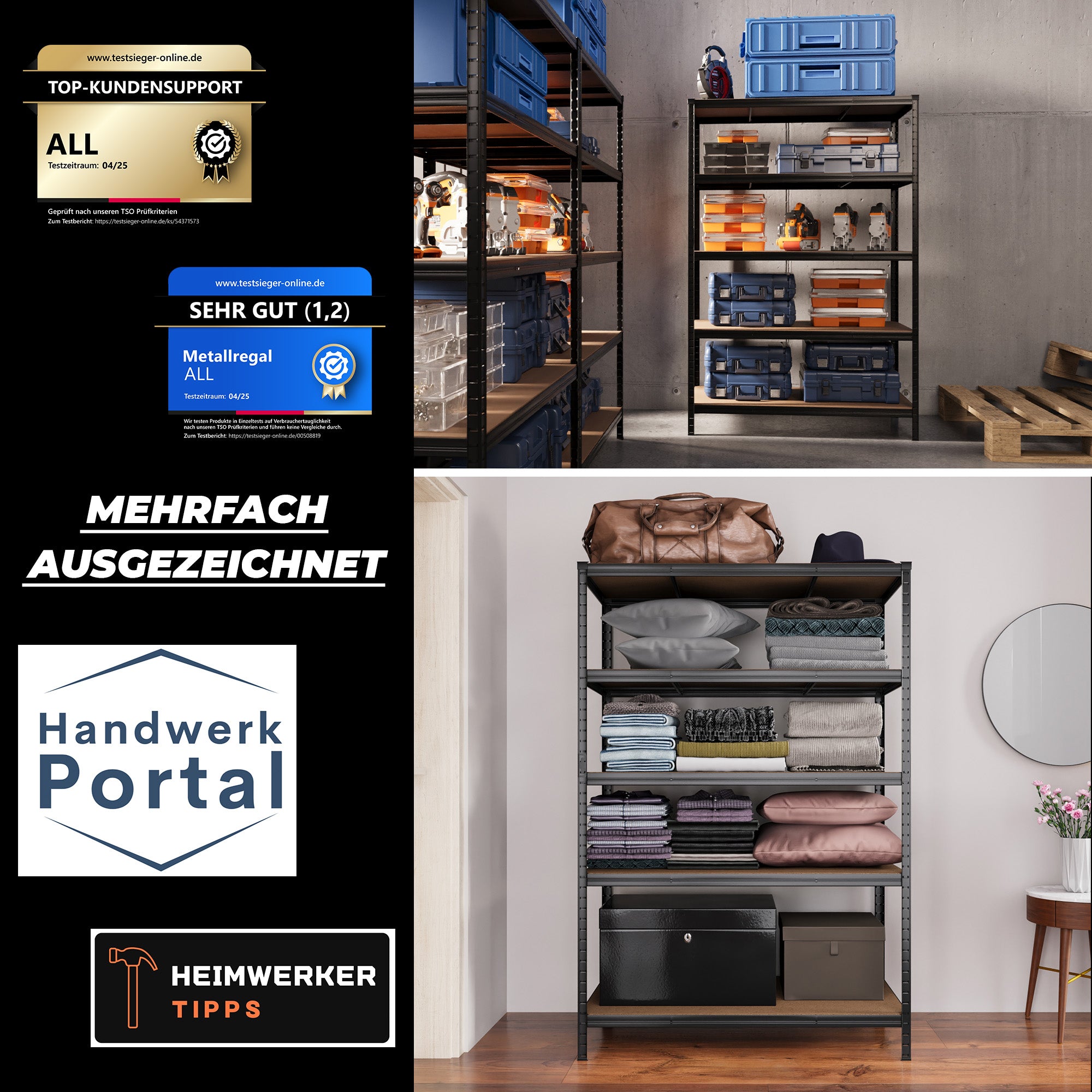 ALLSHELF Eckregal 180x90x60cm + 1x 180x120x60cm