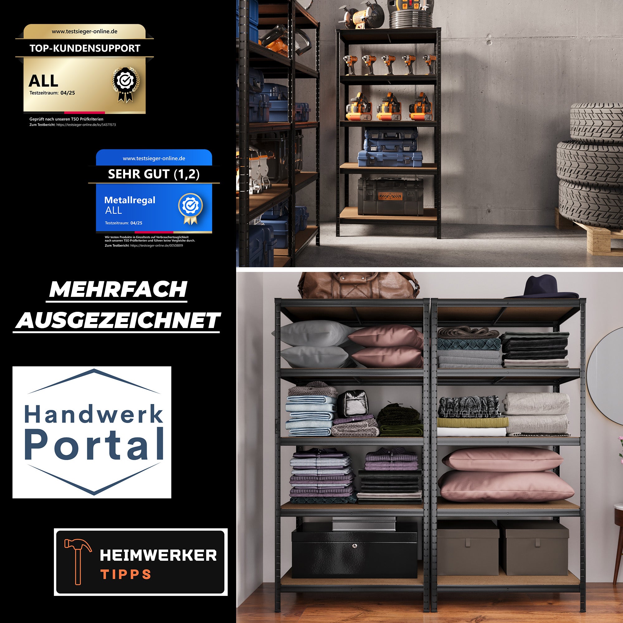 ALLSHELF Schwerlastregal 180x90x60cm