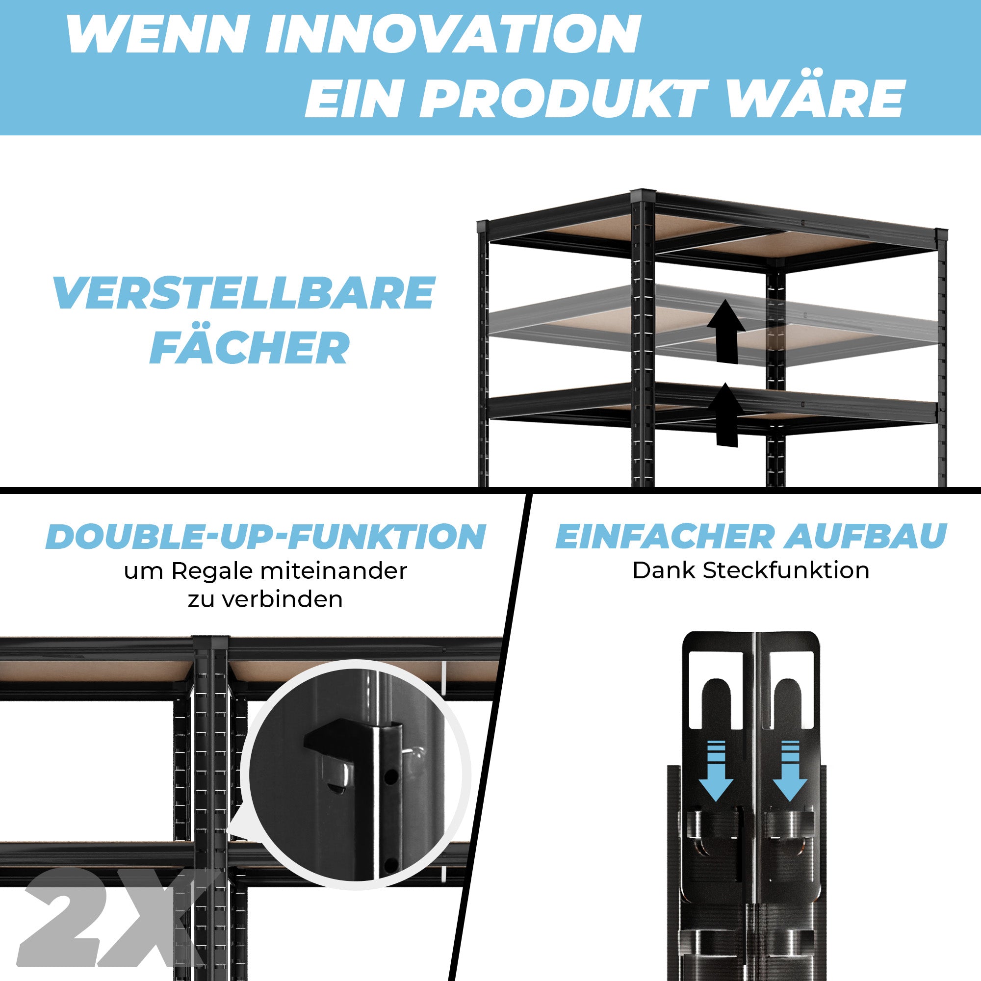 ALL Eckregal 180x90x60cm + 2x 180x90x60cm