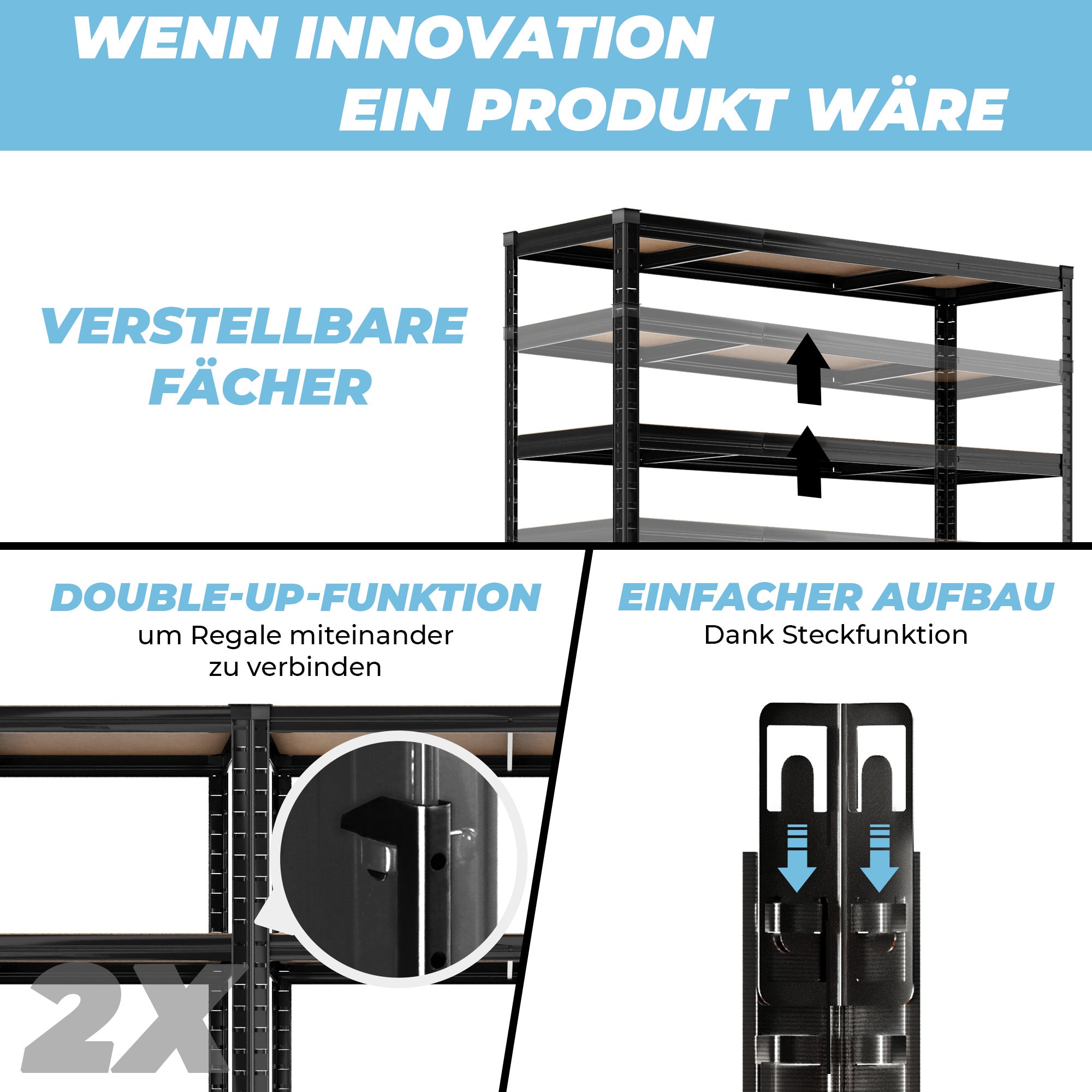 ALLSHELF Schwerlastregal-Set 180x120x60cm