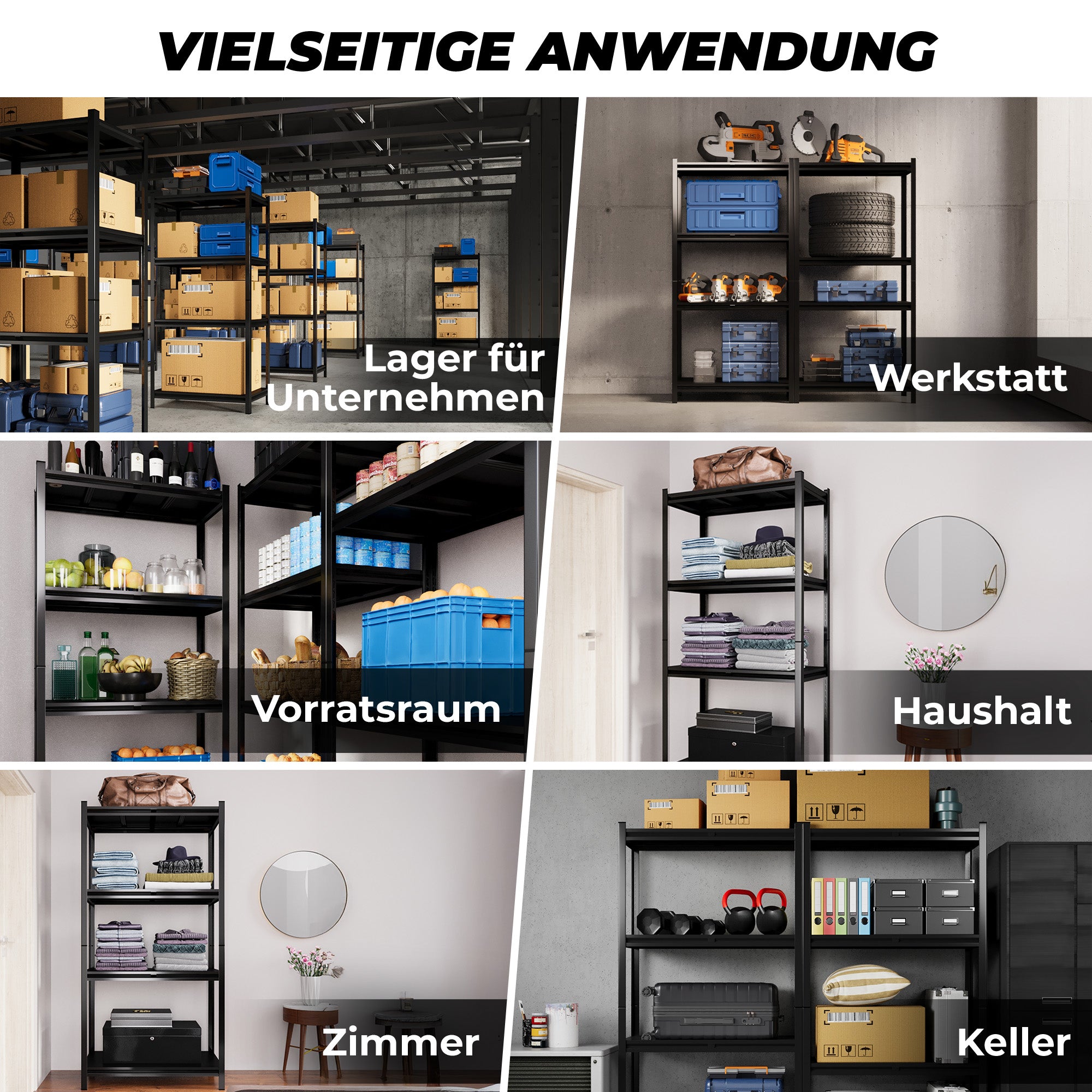 ALL Metallregal-Set 200x100x50cm ideal für Lager & Keller