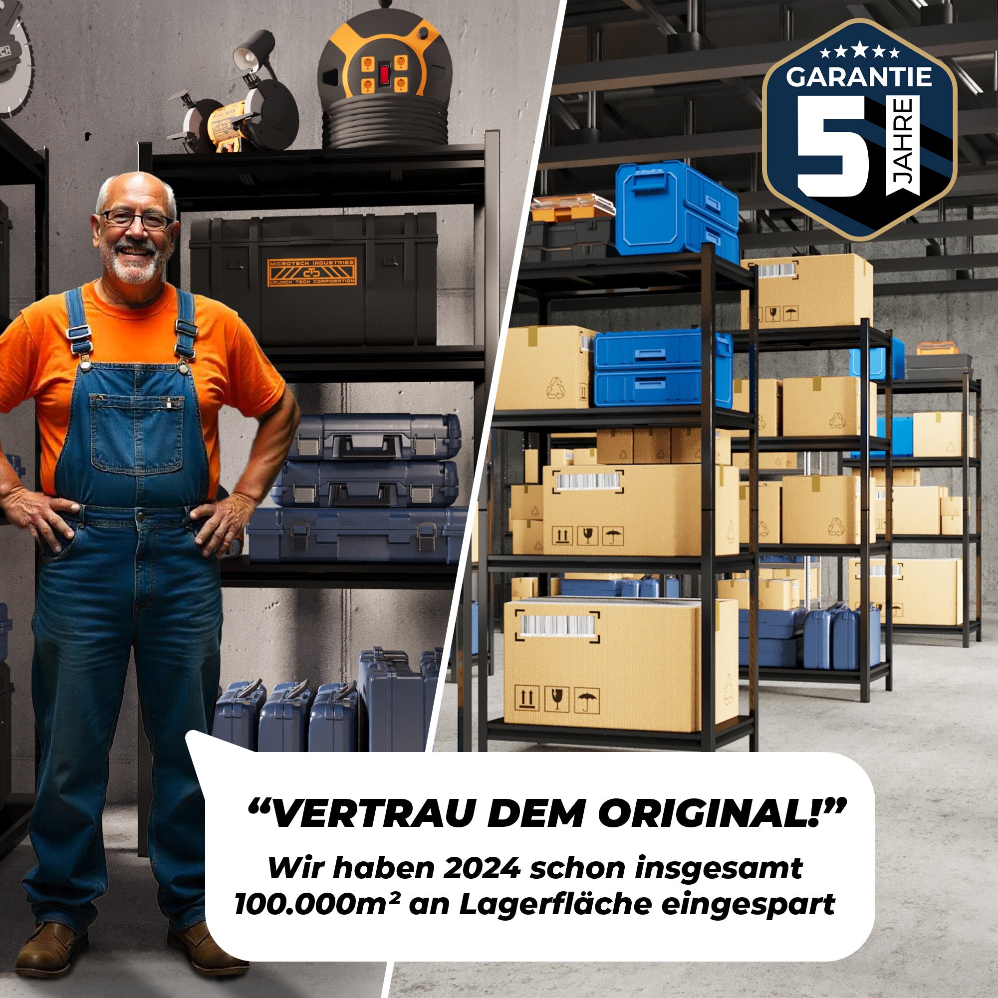 ALL Metallregal-Set 200x100x50cm ideal für Lager & Keller