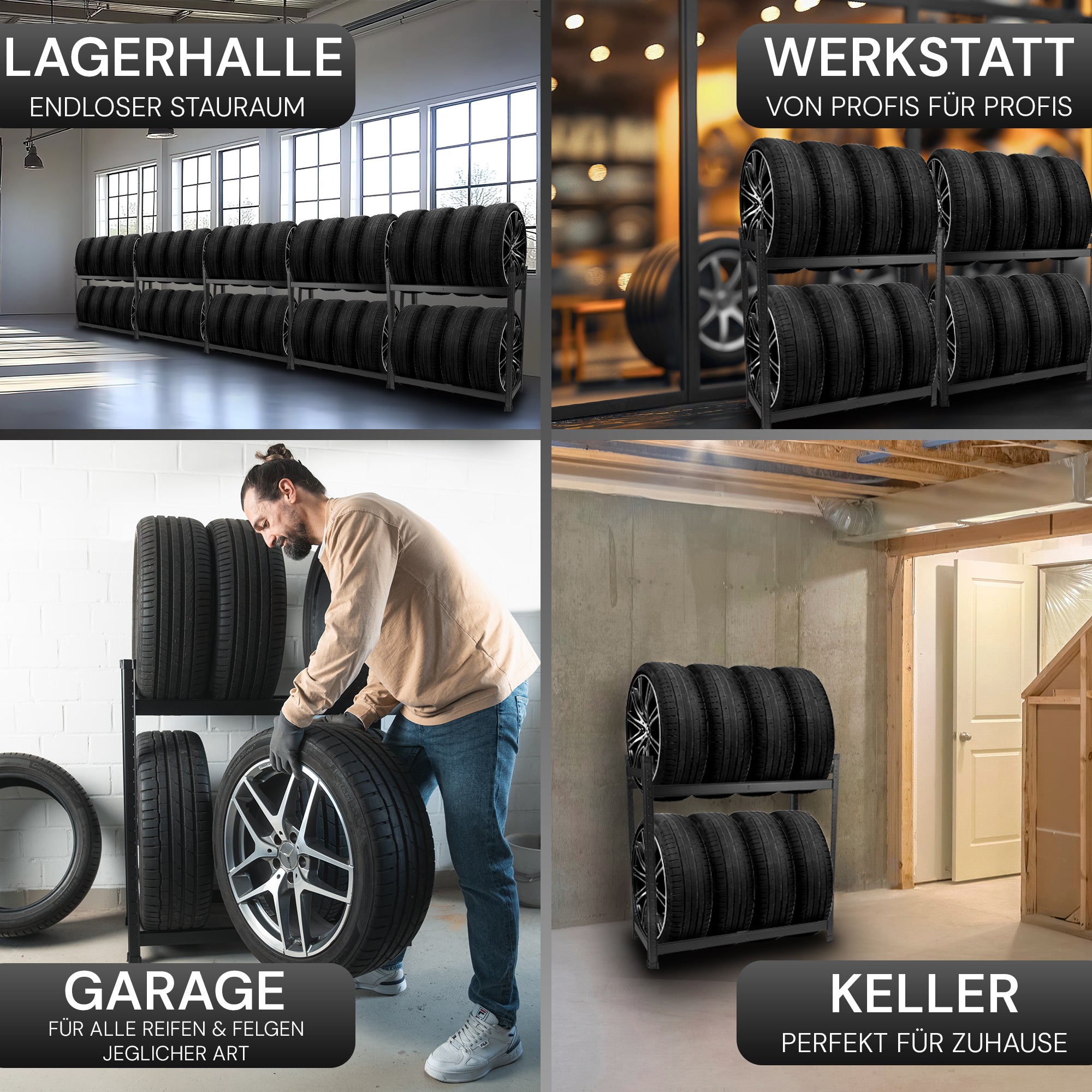 ALL Reifenregal für 8 Reifen ideal für Lager & Keller