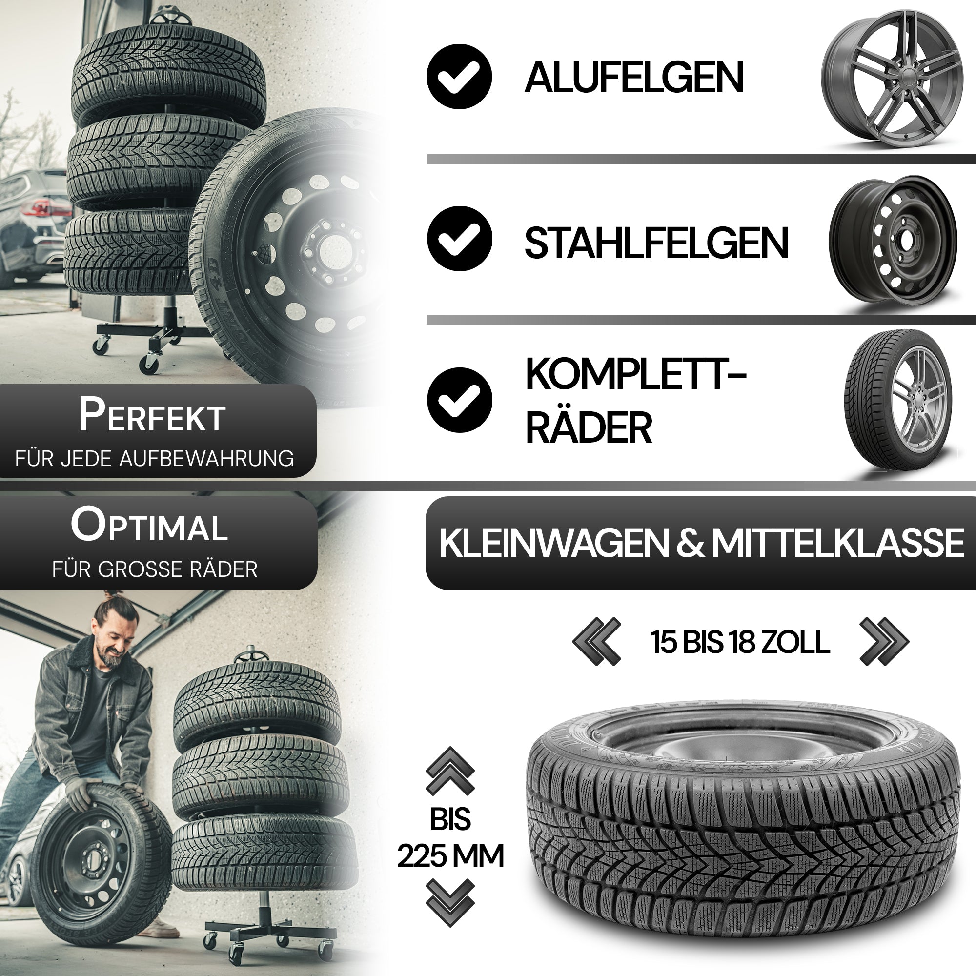 Felgenbaum bis 225mm mit 100KG Traglast