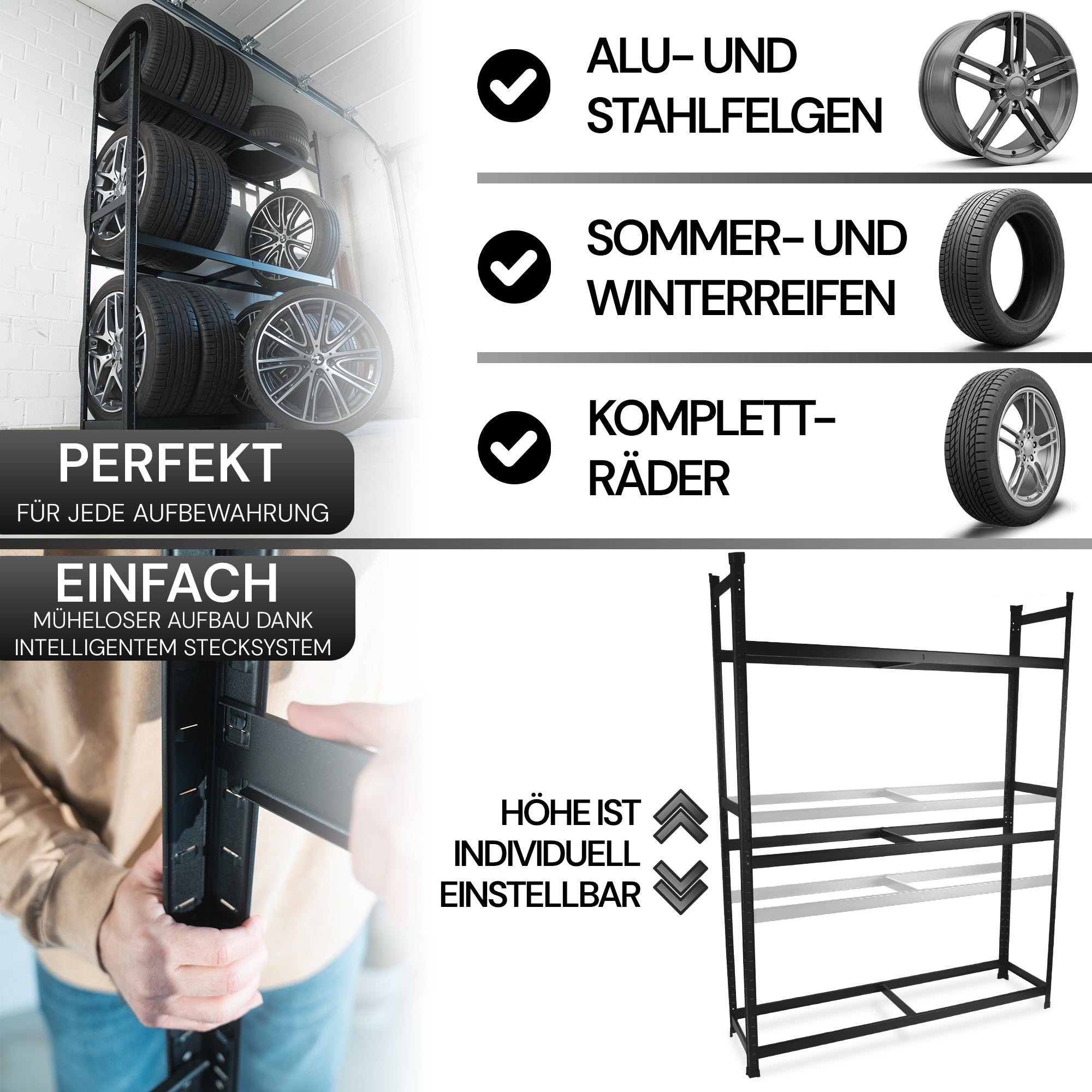 ALL Reifenregal für 18 Reifen ideal für Lager & Keller