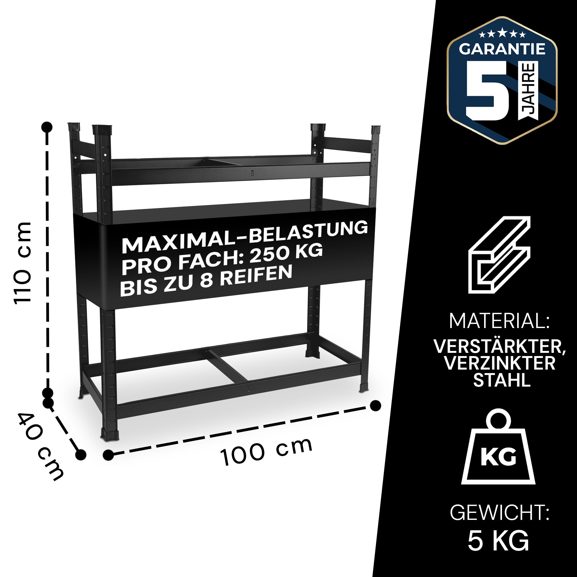 ALL Reifenregal für 8 Reifen ideal für Lager & Keller