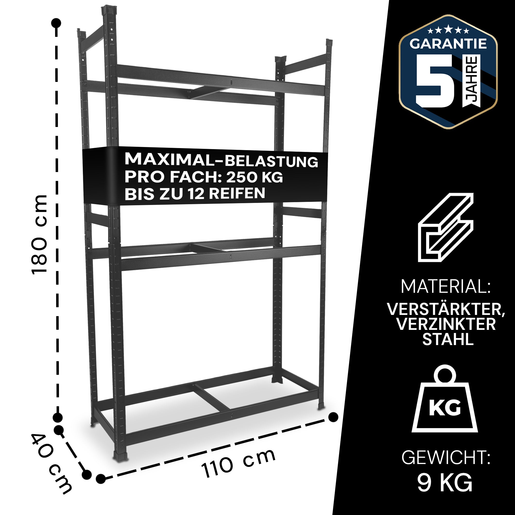 ALL Reifenregal-Set für 12 Reifen ideal für Lager & Keller