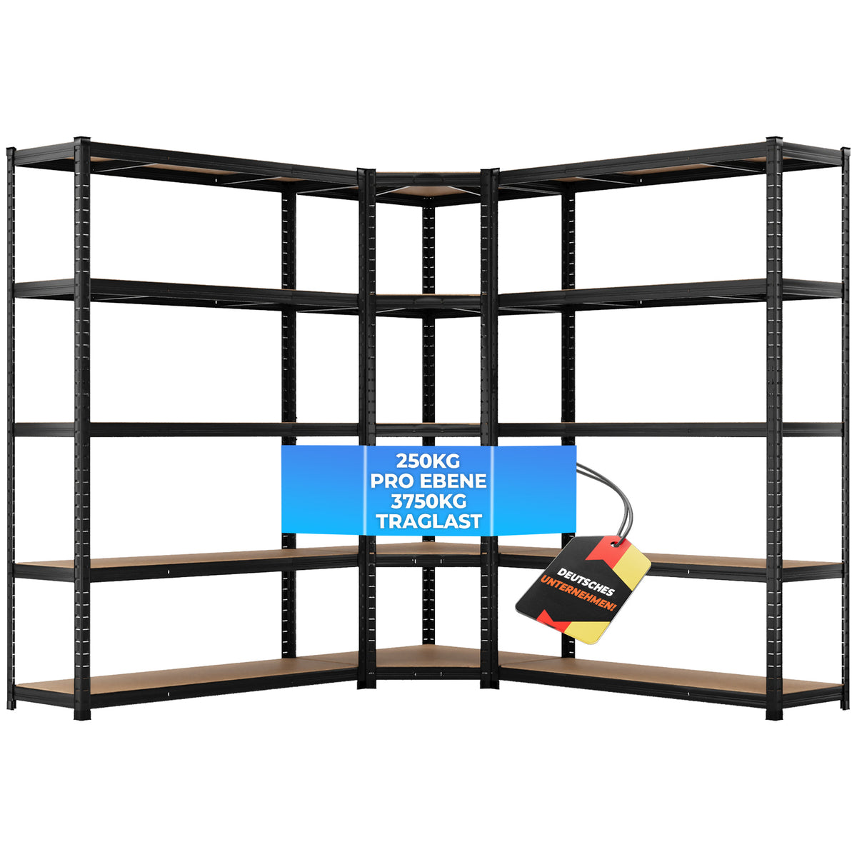 ALLSHELF Eckregal 2x 180x120x40cm + 1x 180x70x40cm – Bild 9