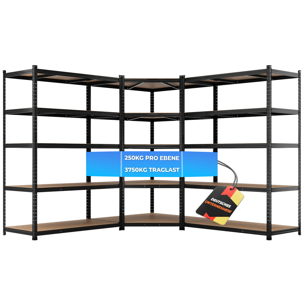 ALLSHELF Eckregal 2x 180x120x60cm + 1x 180x90x60cm – Bild 9