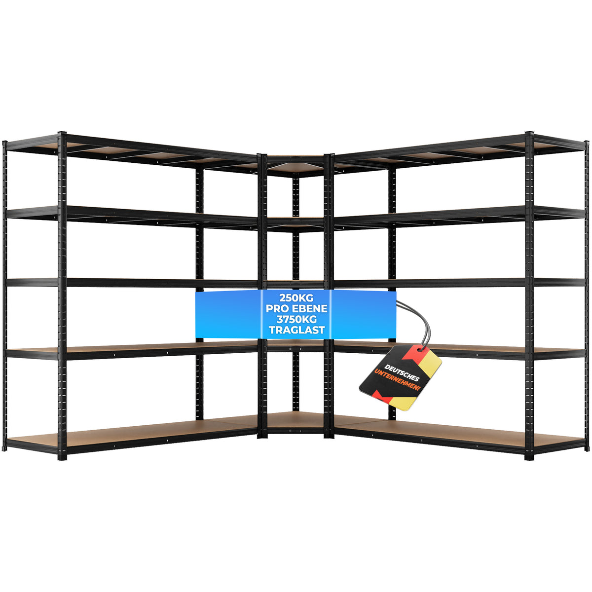ALLSHELF Eckregal 2x 180x150x60cm + 1x 180x90x60cm – Bild 9