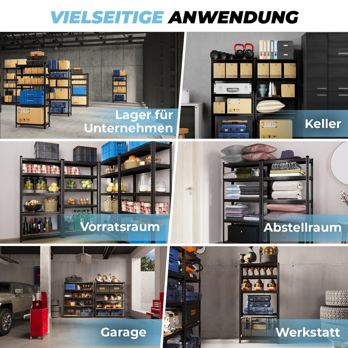 ALLSHELF Schwerlastregal 150x75x30cm – Bild 4