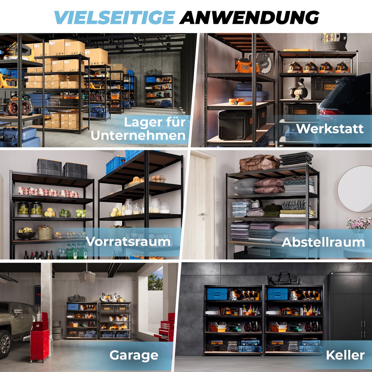 ALLSHELF Schwerlastregal 180x150x40cm – Bild 3