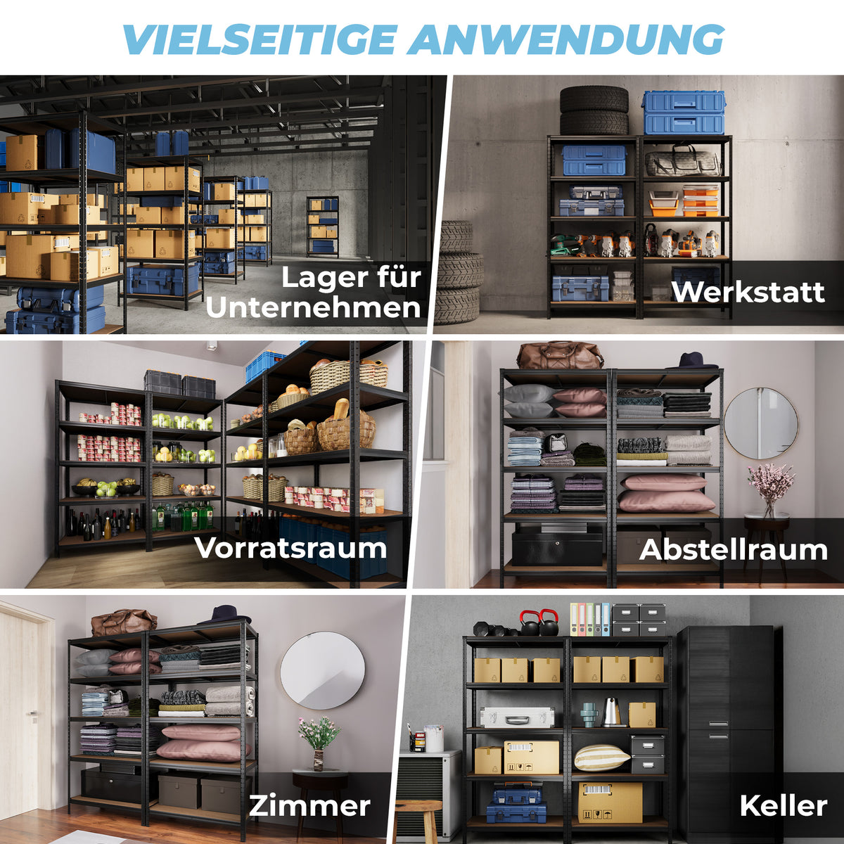 ALLSHELF Schwerlastregal 180x90x60cm – Bild 4