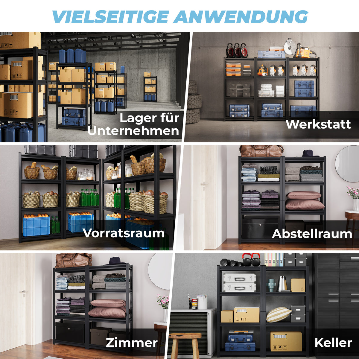 ALLSHELF Metallregal 150x75x30cm – Bild 3