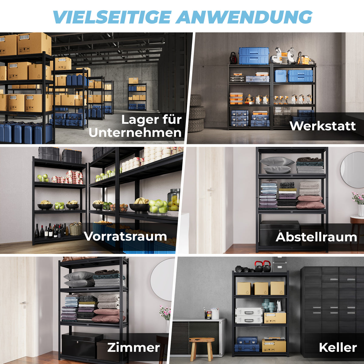 ALLSHELF Metallregal 180x120x40cm – Bild 3