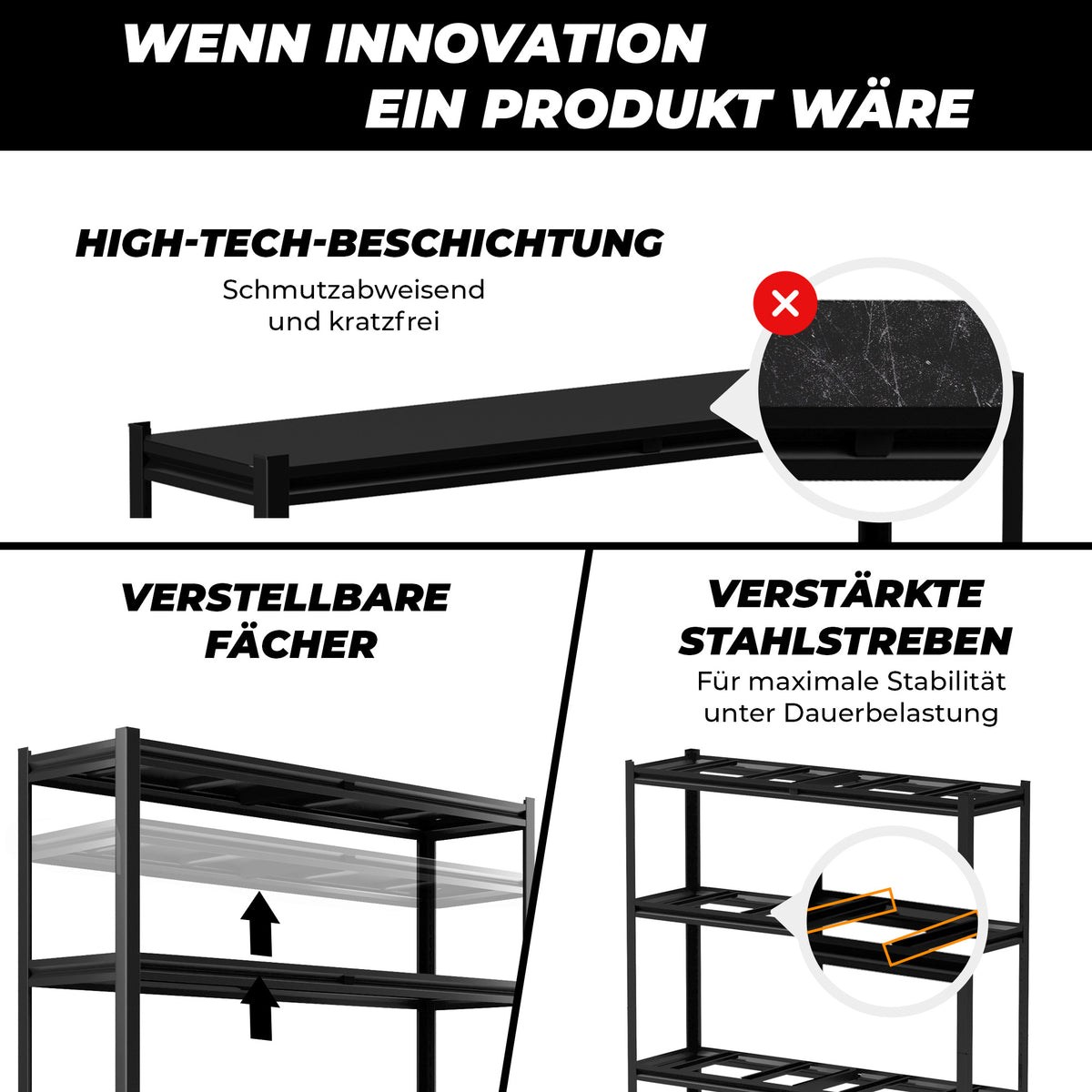 ALLSHELF Metallregal 180x120x40cm – Bild 5