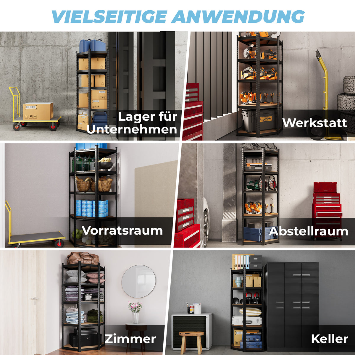 ALLSHELF Eckregal Schwerlastregal 180x90x60cm – Bild 4