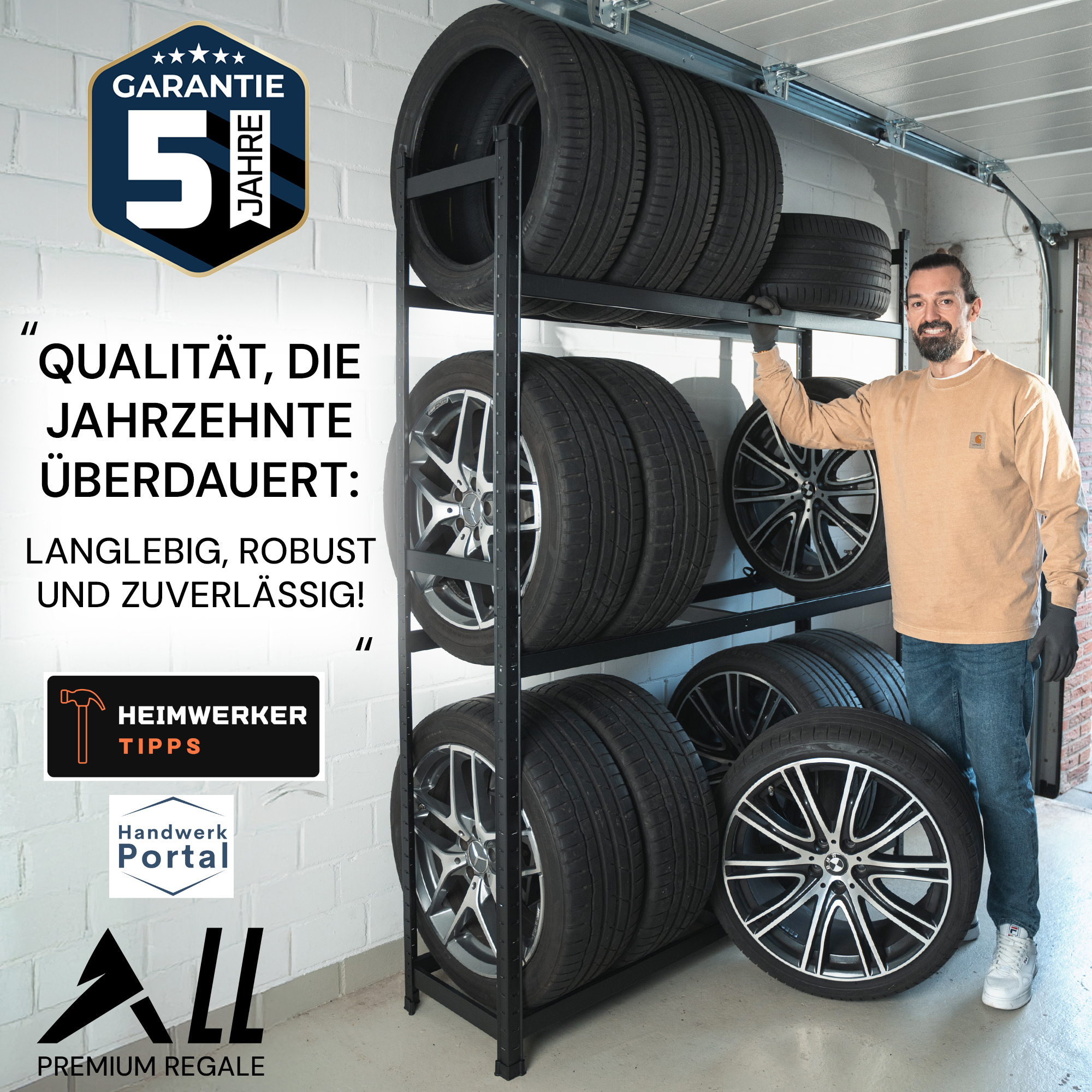 ALL Reifenregal für 12 Reifen ideal für Lager & Keller