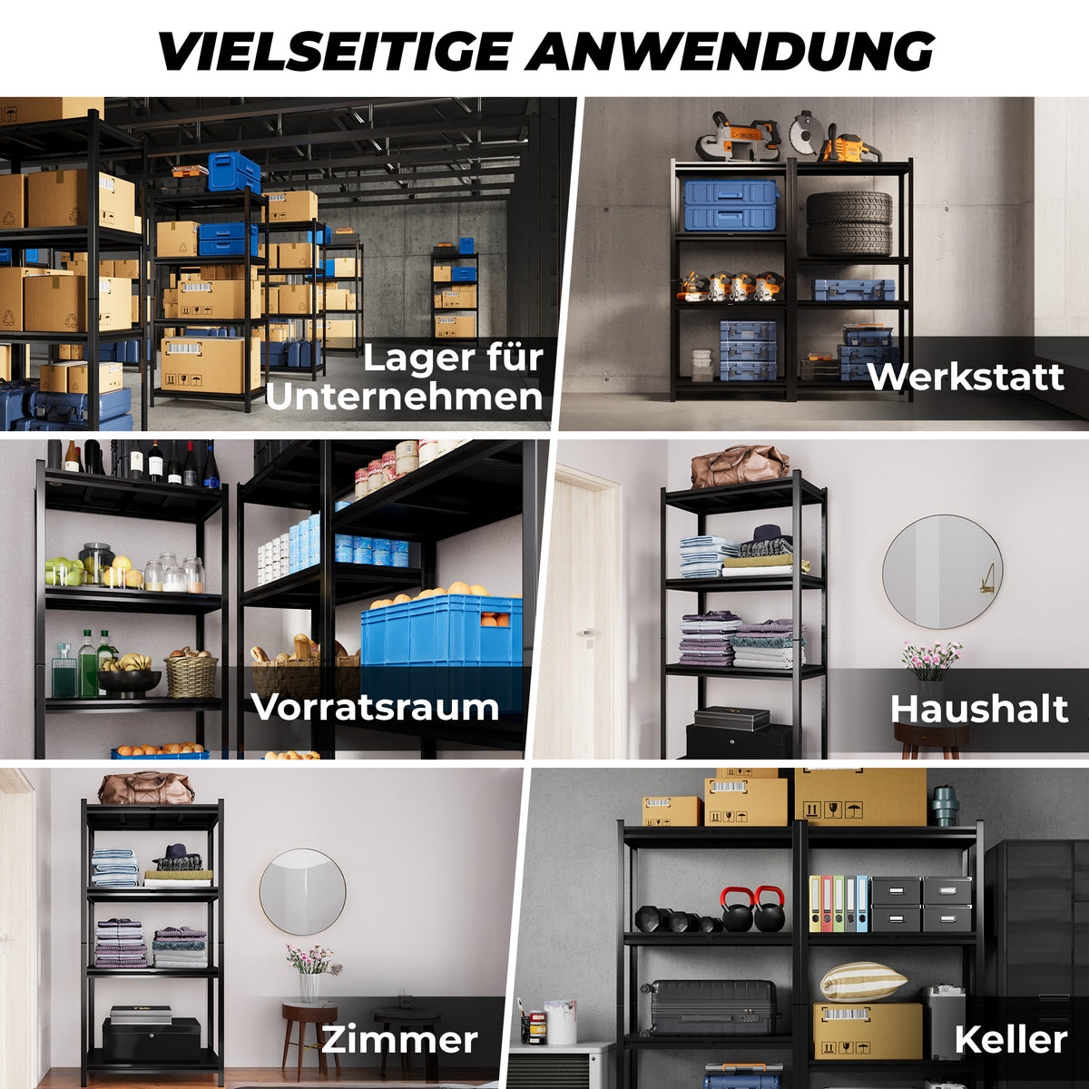 ALLSHELF Metallregal 200x100x50cm – Bild 3