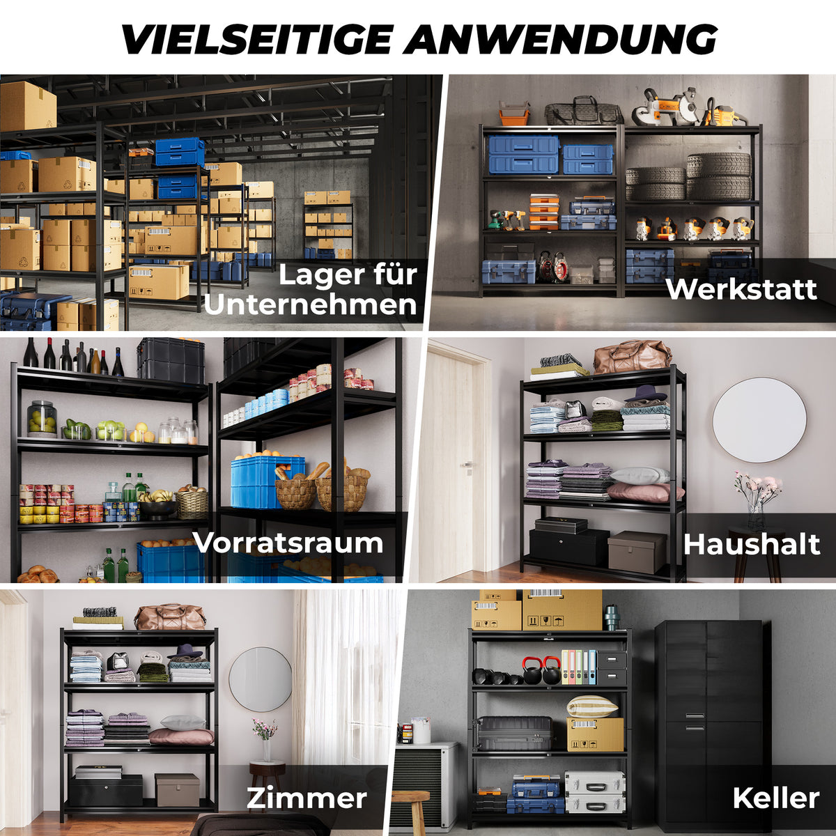 ALLSHELF Metallregal 180x150x40cm – Bild 3