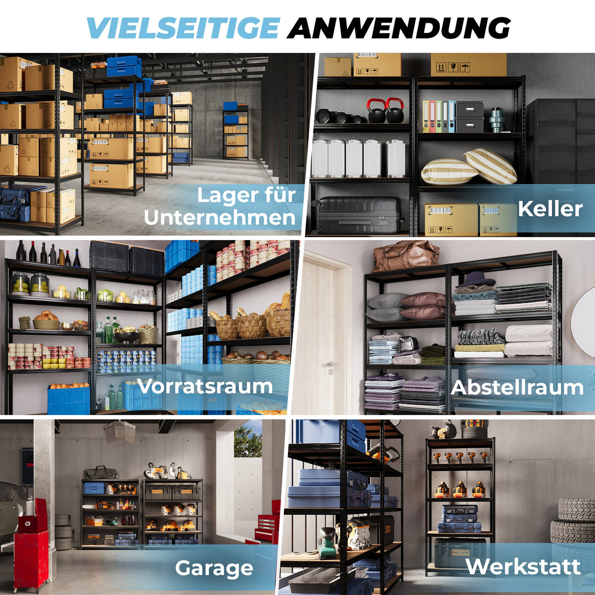 ALLSHELF Schwerlastregal 200x100x50cm – Bild 4