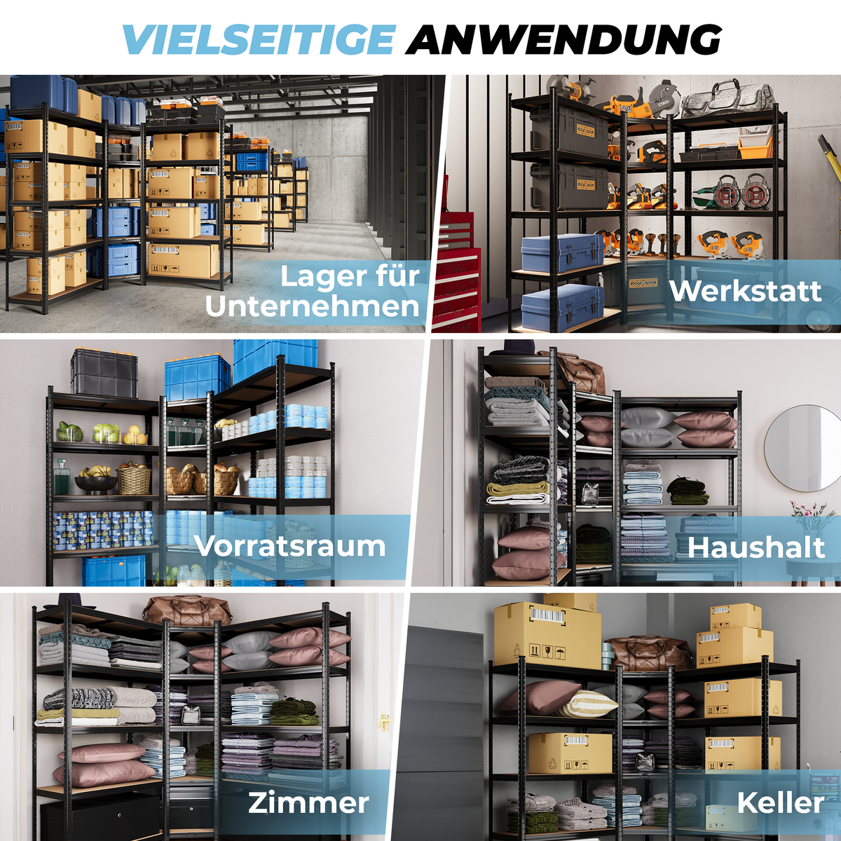 ALLSHELF Eckregal Schwerlastregal 180x70x40cm – Bild 3