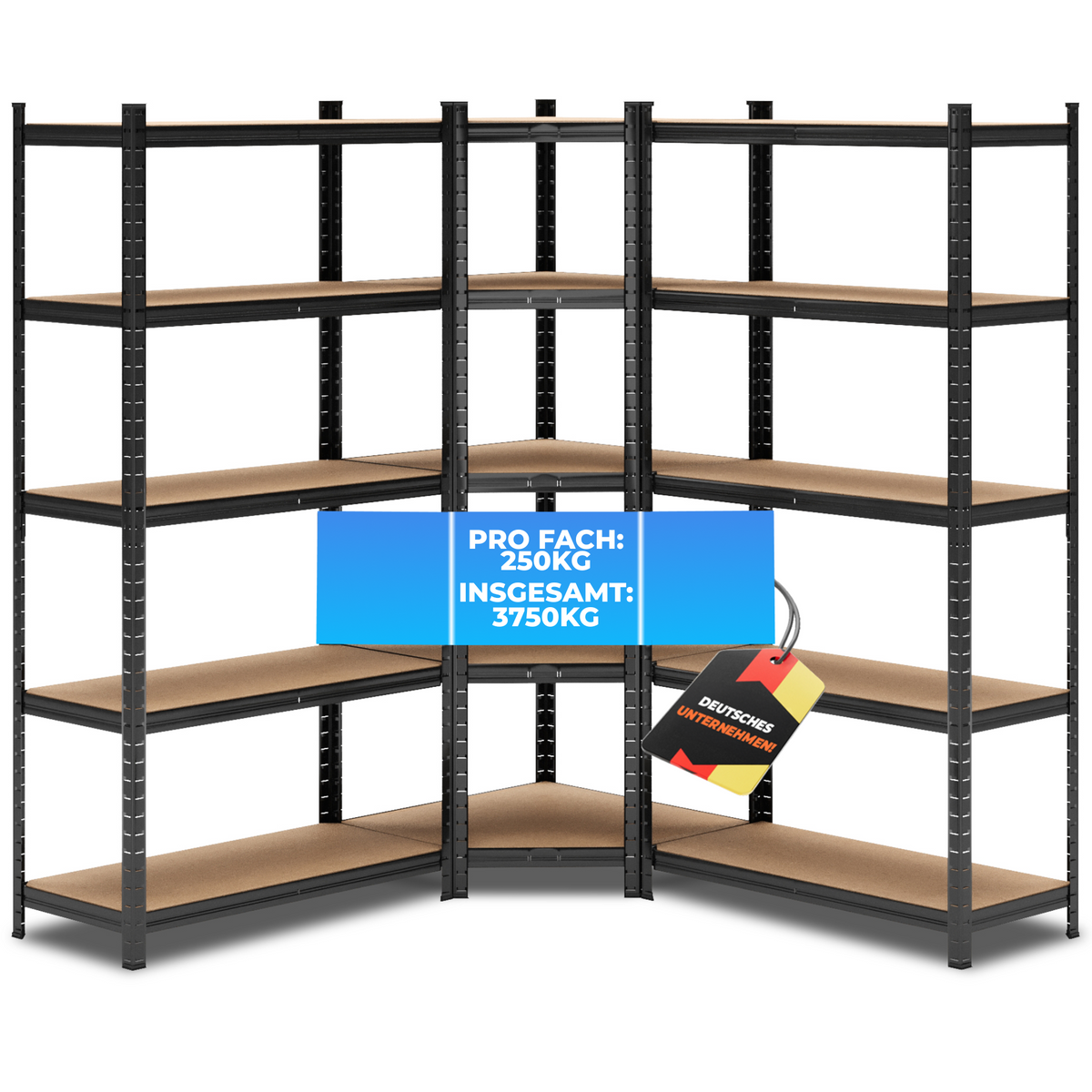 ALLSHELF Eckregal 2x 180x90x40cm + 1x 180x70x40cm – Bild 9