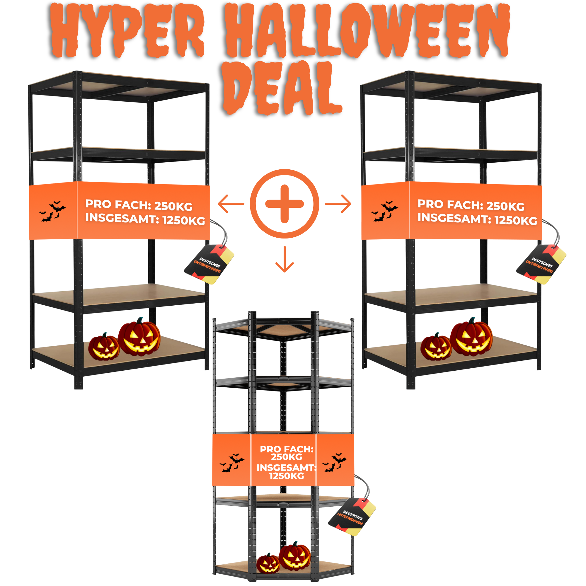 ALL Premium Eckregal 180x70x40cm + 2x 180x90x60cm ideal für Lager & Keller