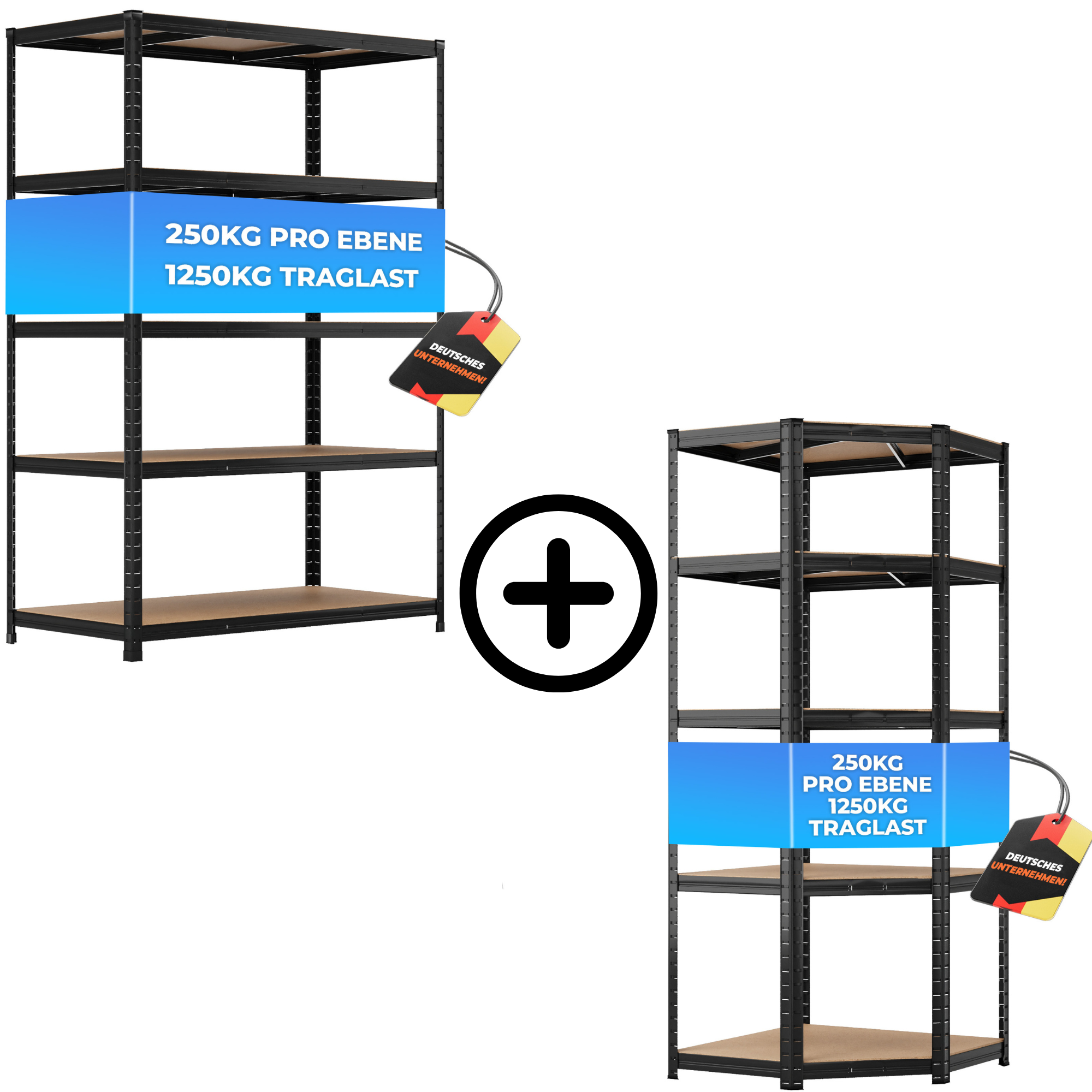 ALL Eckregal 180x90x60cm + 1x 180x120x60cm