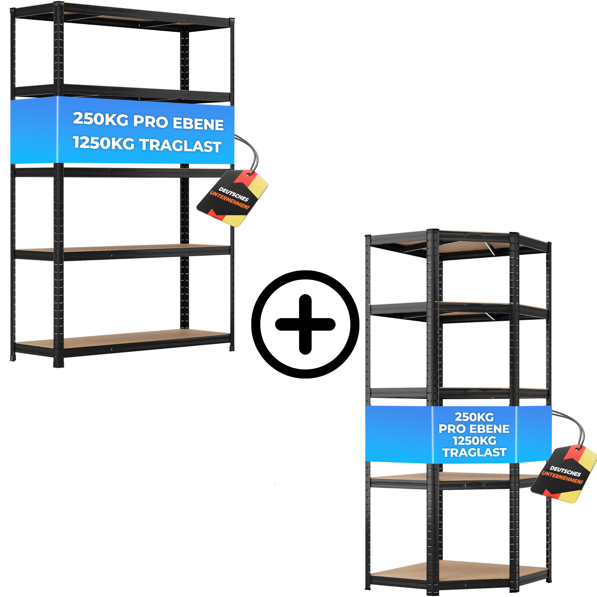 ALL Eckregal 180x70x40cm + 1x 180x120x40cm