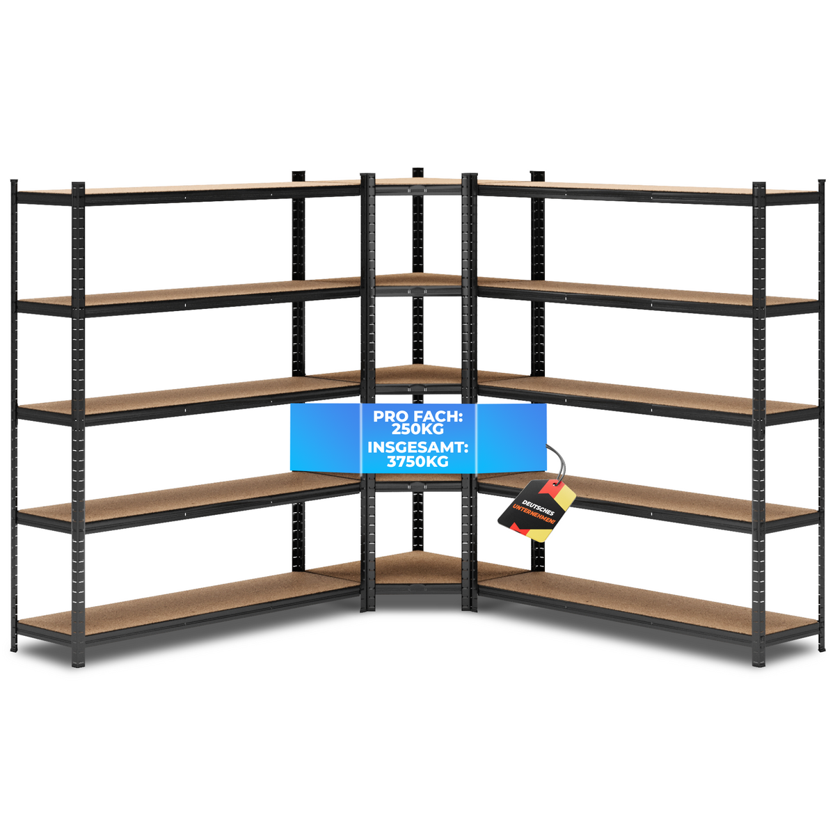 ALLSHELF Eckregal 2x 180x150x40cm + 1x 180x70x40cm – Bild 9
