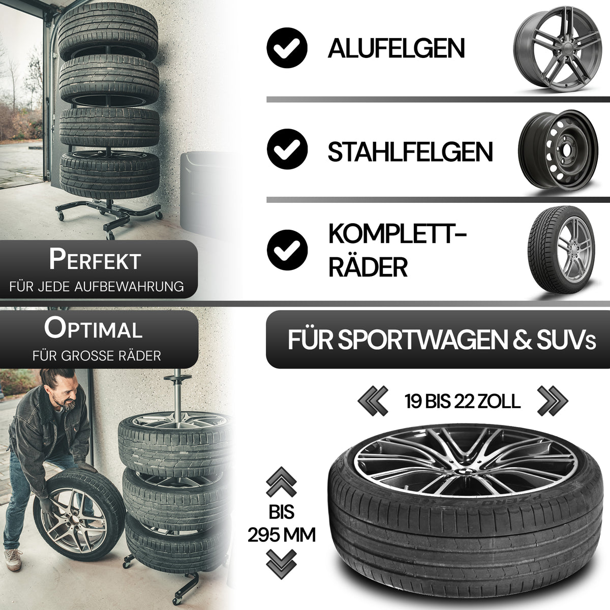 ALLSHELF Felgenbaum bis 295mm mit 150KG Traglast – Bild 2