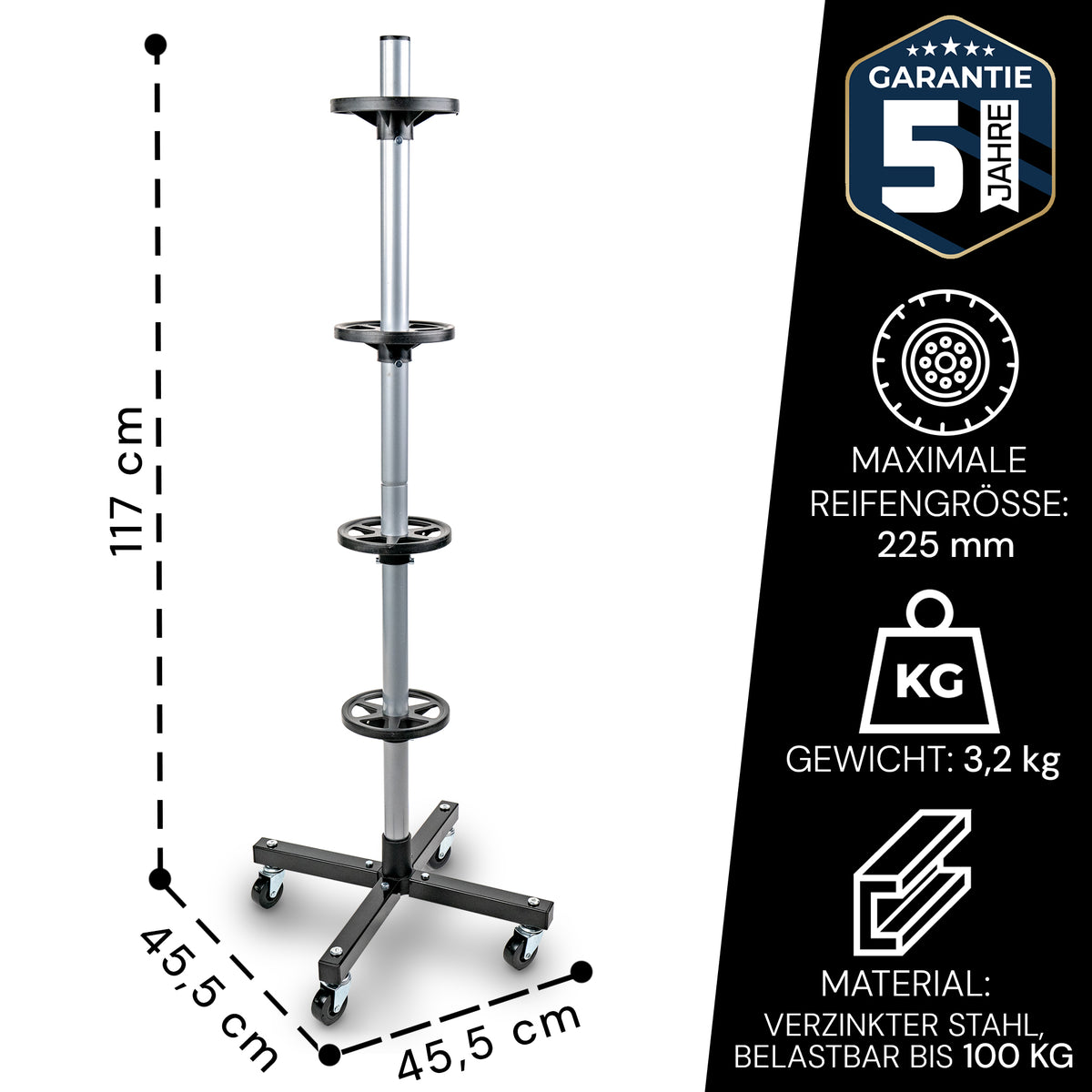 ALLSHELF Felgenbaum bis 225mm mit 100KG Traglast – Bild 6