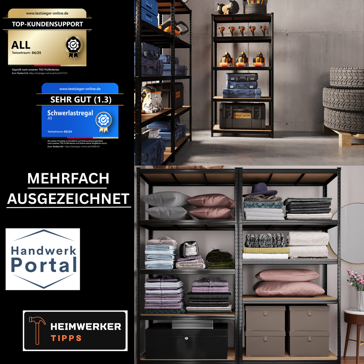 ALLSHELF Schwerlastregal 180x150x60cm – Bild 8